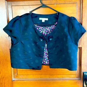 xhilaration Black polka-dot Shrug Bolero mini-coat